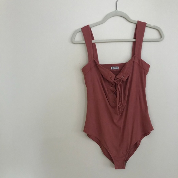 Free People Other - fp dusty pink lace up bodysuit